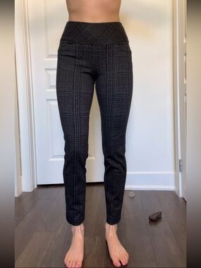 Swing Control Golf Pants High-Waist Plaid Ponte Pants
